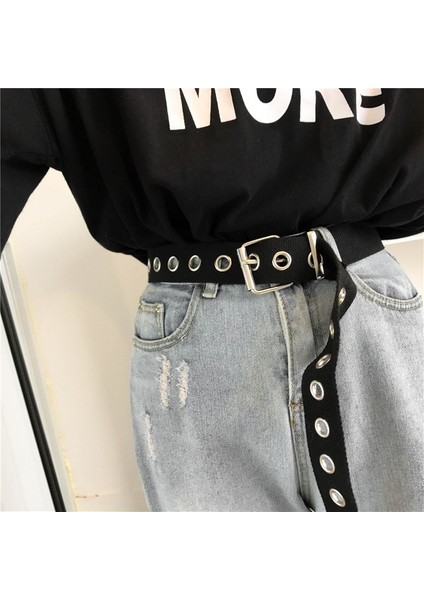 Uzun Kişilik Harajuku Rahat Yüzük Metal Kemer Öğrencileri Jean Kanvas Bel Kemerleri Gelgit Gümüş Pin Toka (Yurt Dışından)