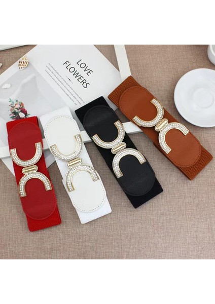 Trend Klasik Yeni Moda Stil Toka Elastik Geniş Kemer Geniş Kuşak Kayışı Kemer Bel Kadın Kadın Aksesuarları Ceinture (Yurt Dışından)