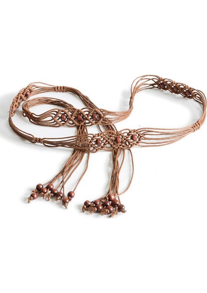 Sanwood Bohemia El Yapımı Boncuk Örgülü Kadın Kemeri Düğümlü Püsküller Bel Kemerleri 4 Renk Askı Moda Elbise Ince Kemer (Yurt Dışından) fiyatları