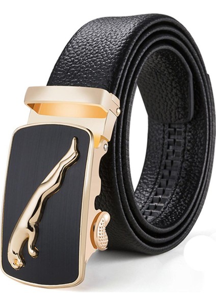 Göbeklady Erkekler Çizilmeye Dayanıklı Kenar Mikro Fiber Bel Kemeri Otomatik Toka Litchi Tahıl Kemer (Yurt Dışından)