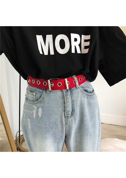 Uzun Kişilik Harajuku Rahat Yüzük Siyah Metal Kemer Öğrencileri Jean Kanvas Bel Kemerleri Gelgit Gümüş Pin Toka (Yurt Dışından) fırsatları