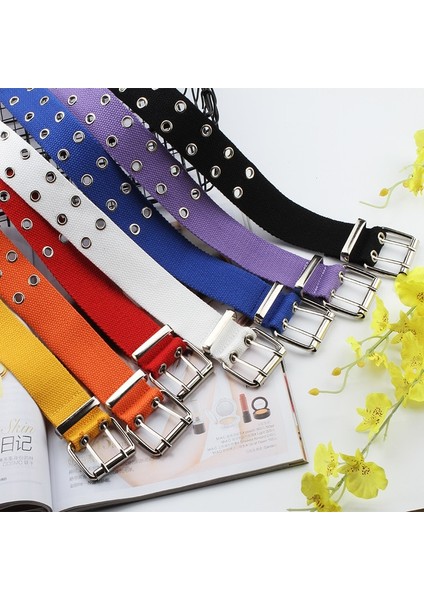 Çift Grommet Delik Tokalı Kemer Geniş Kanvas Web Kemer Kadın Erkek Siyah Kırmızı Beyaz Bel Kemeri Kemerler Erkekler Kot (Yurt Dışından) fiyatları