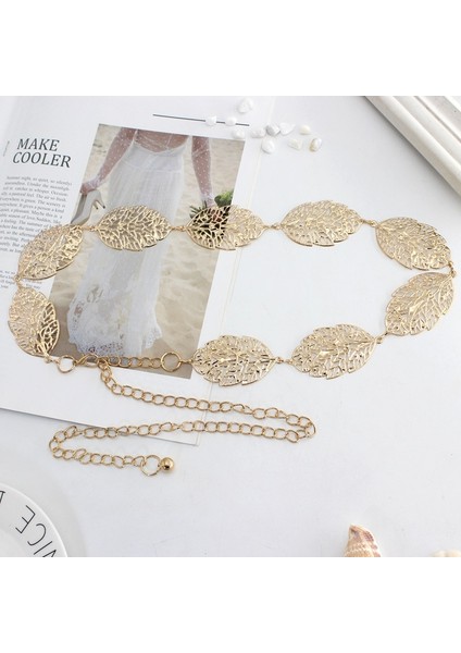 Yaprak Şekilli Hollow Out Zincir Kemer Kadınlar Için Zarif Altın Gümüş Metal Bayanlar Kemer Moda Elbise Bel Bandı Düğün (Yurt Dışından) indirimleri