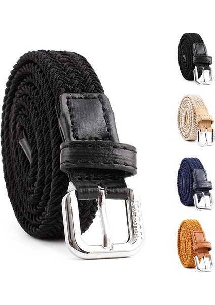 Uni Rahat Dokuma Kemer Çocuk Elastik Kemerler Erkekler Kanvas Elastik Kemer Örme Ince Bel Kemerleri Kot Alaşım Pin Toka Kemer (Yurt Dışından)