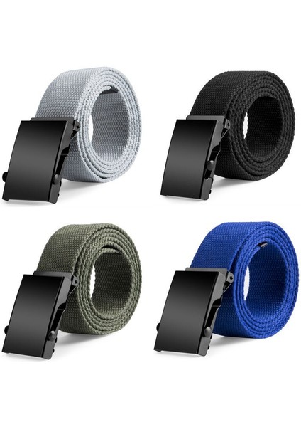 Yeni Moda Unisex Ordu Kemer Erkek Bayan Kanvas Kumaş Dokuma Siyah Tokalı Kemer 120X3.8 cm (Yurt Dışından)