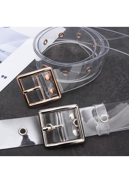 Sıcak Kadın Kemer Şeffaf Solmayan Kadın Ayarlanabilir Kare Daire Şekilli Toka Pimi Günlük Yaşam Kemerleri (Yurt Dışından) fırsatları