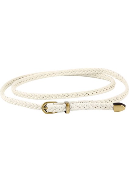 Yeni El Dokuma Kemer Kadın Pin Toka Retro Rahat Vahşi Ince Kemer Bel Halat Dekorasyon Beyaz (Yurt Dışından)