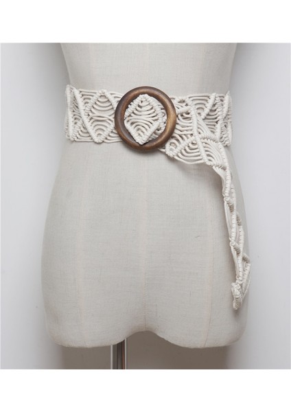 Vintage Geniş Bohemian Kemerler Kadınlar Için Yuvarlak Ahşap Toka Dokuma Örgülü Halat Kemer Kadın Rahat Tığ Boho Elbise Kemer 109 (Yurt Dışından) fırsatları