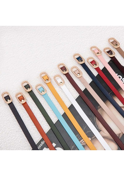 Adet Kadın Takım Elbise Ince Kemer Kare Toka Düz Renk Inek Derisi Kemerler Kadın Elbise Kazak Kemer (Yurt Dışından)