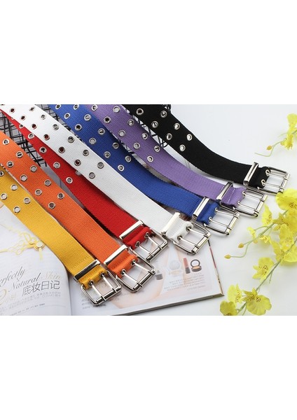 Çift Grommet Delik Tokalı Kemer Geniş Kanvas Web Kemer Kadın Erkek Siyah Kırmızı Beyaz Bel Kemeri Kemerler Kadın Erkek Kot (Yurt Dışından) modelleri