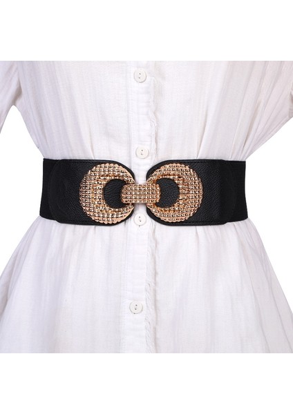 Yeni Kore Moda Bayanlar Dekore Edilmiş Elastik Geniş Kemer Tokası Elbise Kazak Kemerler Kadınlar Için Kadın Lüks Tasarımcı Marka Kırmızı Siyah (Yurt Dışından) fırsatları