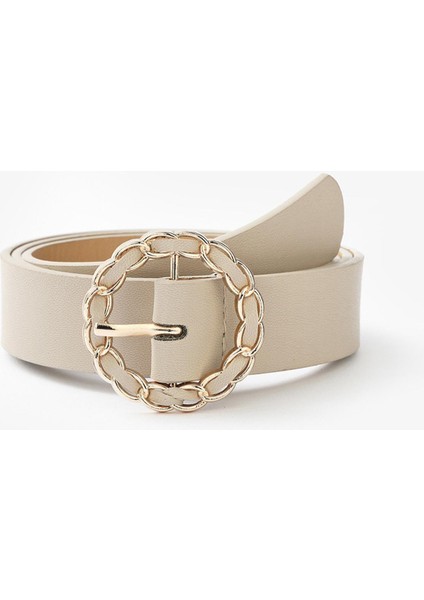 Tasarımcı Kayış Yeni Moda Kişilik Yuvarlak Düğme Takım Elbise Rahat Pantolon Bayan Kemer Pu Renkli Kot Dekoratif Kırık Beyaz Kemer (Yurt Dışından)