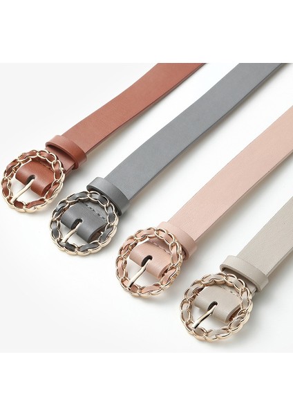 Tasarımcı Kayış Yeni Moda Kişilik Yuvarlak Düğme Takım Elbise Rahat Pantolon Bayan Kemer Pu Renkli Kot Dekoratif Kırık Beyaz Kemer (Yurt Dışından) fiyatları