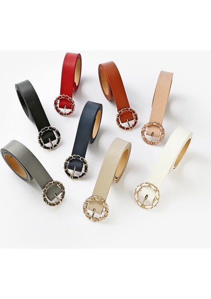 Tasarımcı Kayış Yeni Moda Kişilik Yuvarlak Düğme Takım Elbise Rahat Pantolon Bayan Kemer Pu Renkli Kot Dekoratif Kırık Beyaz Kemer (Yurt Dışından) modelleri