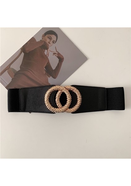 Yeni Geniş Kemer Ceket Kadın Siyah Elastik Kuşak Elbise Alaşım Altın Büyük Daire Tokalı Kemerler Moda Kız Bel Mühür (Yurt Dışından) modelleri