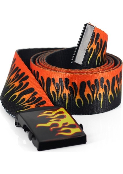 Yeni Stil Alev Baskı Erkek Kadın Unisex Düz Dokuma Kemerler Yüksek Kaliteli Naylon Kemerler Moda MEN39S Kot Bel Kemeri 160 cm (Yurt Dışından) fiyatları