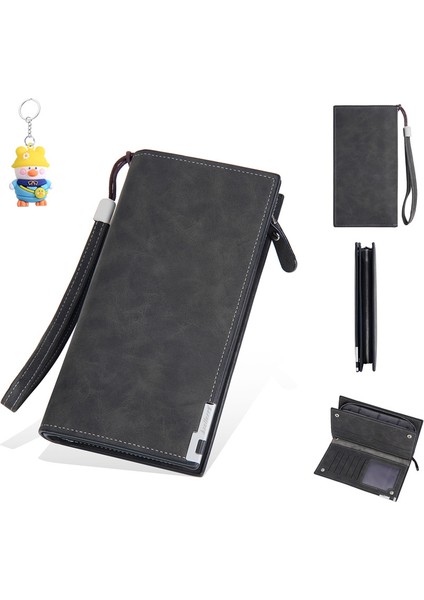 Erkekler Clutch Iş Çoklu Kart Yuvası Kart Tutucu Snap Düğmeli Clutch Cüzdan (Yurt Dışından)