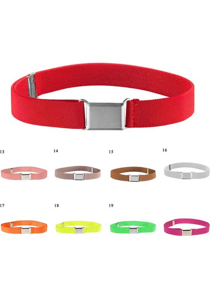 Unisex Çocuk Kemeri Ayarlanabilir Elastik Kanvas Kemer Saf Renk Streç Bel Kemerleri Çocuk Kare Kolay Tokaları Bel Kemerleri (Yurt Dışından)