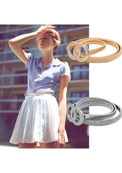 Yeni Çift Halkalı Kemer Altın Gümüş Streç Elastik Bel Kemerleri Kadınlar Için Metal Plaka Kadın Bayan Elbise Kemer Ceinture Femme (Yurt Dışından) fiyatları