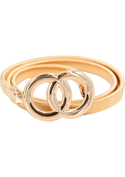 Yeni Çift Halkalı Kemer Altın Gümüş Streç Elastik Bel Kemerleri Kadınlar Için Metal Plaka Kadın Bayan Elbise Kemer Ceinture Femme (Yurt Dışından) indirimleri