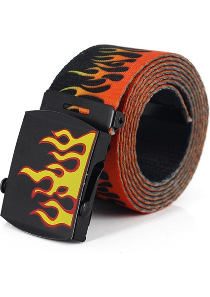Yeni Alev Baskı Kemer Erkek Kadın Unisex Düz Dokuma Kemerler Yüksek Kaliteli Naylon Kemerler Moda Erkek Kot Bel Kemeri Kemer (Yurt Dışından)