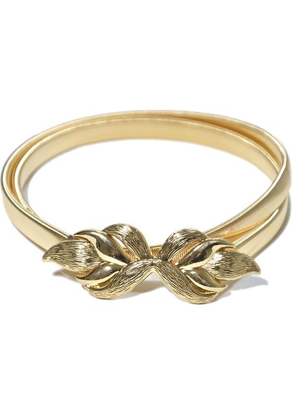 Yapraklar Toka Altın Kemerler Kadınlar Için Metal Ince Kemer Elbise Elastik Kadın Bel Blet Kemer (Yurt Dışından) indirimleri