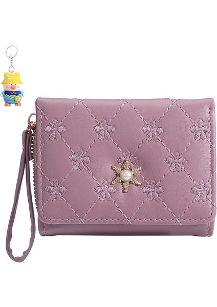 Kadın Cüzdanı Kısa Kart Tutucu Üç Katlı Çanta Büyük Kapasiteli Çoklu Kart Yuvası (Yurt Dışından)