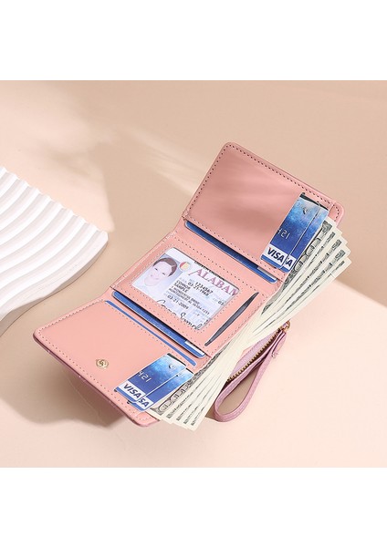 Kadın Cüzdanı Kısa Kart Tutucu Üç Katlı Çanta Büyük Kapasiteli Çoklu Kart Yuvası (Yurt Dışından) fırsatları