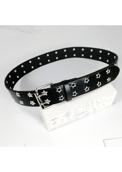 Siyah Kuşaklar Kadınlar Için Bel Punk Çivili Kemer Çift Yıldız Kuşgözü Tüm Kuşgözü Kot Ceinture Mujer Gotik Erkekler Kemer (Yurt Dışından) modelleri