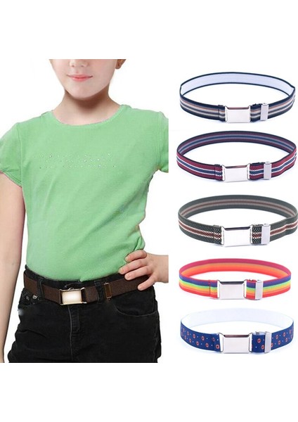 Unisex Kanvas Çizgili Kemerler Alaşım Toka Ayarlanabilir Erkek Kız Elastik Kemer Kemer Çocuk Pantolon Aksesuarları 35-75 cm (Yurt Dışından) fırsatları