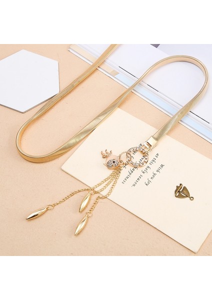 Rhinestone Kolye Metal Tokalı Kemer Kadınlar Için Elastik Bel Zincir Kemerler Kadın Altın Ince Kemerler Ceinture Femme Pasek Damski (Yurt Dışından) fiyatları