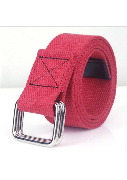 Supsindy Moda Rahat Erkek Kanvas Kemer Çift Halka Toka Renkli Kemer Lüks Kot Kemerler Kadın Kayışı Erkek Gri (Yurt Dışından)