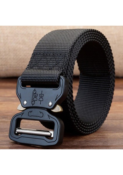 Taktik Askeri Naylon Kemerler Erkekler Ordu Tarzı Metal Toka Cinturon Kaliteli Bel Kayışı Açık Otomatik Kemer 125 cm (Yurt Dışından)