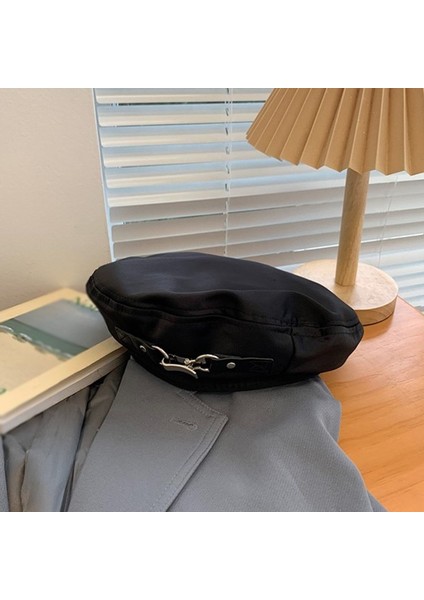 Sonbahar Bere Kova Şapka Harajuku Punk Gotik Metal Halka Pu Kemer Zinciri Siyah Şapka Menchic Streetweed Beanie Bonnet (Yurt Dışından) indirimleri