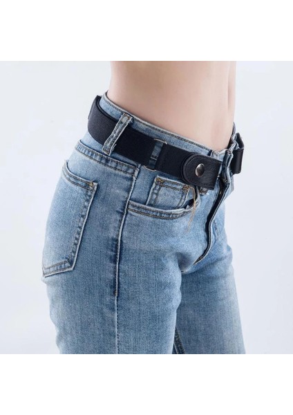 Yeni Hiçbir Toka Streç Tokasız Kemer Görünmez Elastik Bel Kemeri Unisex Kot Pantolon Için, Tembel Kemerler Kadın Erkek (Yurt Dışından)