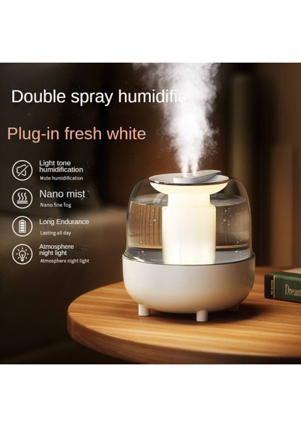 4l Nemlendirici USB Aromaterapi Nemlendirici Ev Hava Nemlendiriciler LED Lamba ile Hava Temizleme Cihazı Masaüstü Mist Maker, Beyaz (Yurt Dışından)