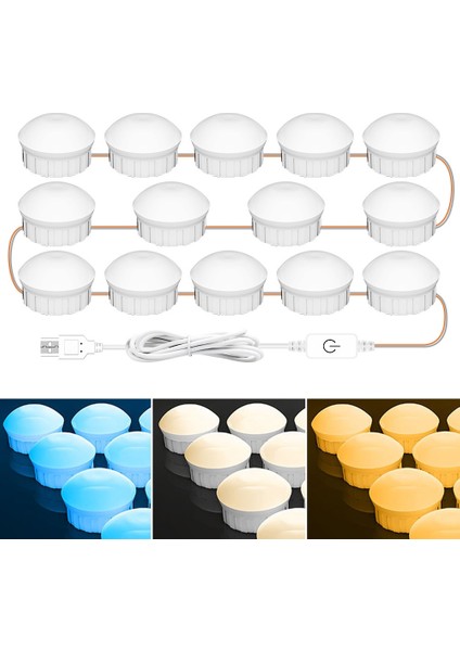 14 LED USB Üç Renkli Karartmalı Ayna Ön Işık Çok Renkli (Yurt Dışından)