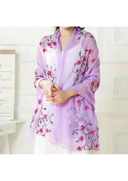 Sonbahar ve Kış Ulusal Tarzı Vahşi Şeftali Çiçeği Nakış Desenli Uzun Dantel Eşarp Ipek Eşarp, Boyut: 172 x 70CMBEYAZ (Yurt Dışından) modelleri