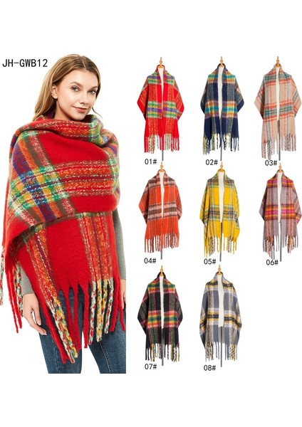 Sonbahar Kış Polter Warmth Kalınlaşma Eşarp 190CMGWB12-08 Gri (Yurt Dışından)
