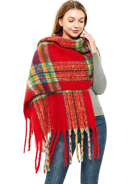 Sonbahar Kış Polter Warmth Kalınlaşma Eşarp 190CMGWB12-08 Gri (Yurt Dışından)