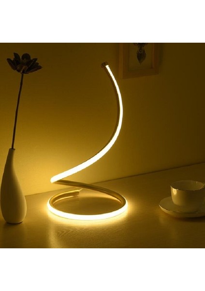 LED Spiral Masa Lambası Ev Oturma Odası Yatak Odası Dekorasyon Aydınlatma Beyaz (Yurt Dışından)