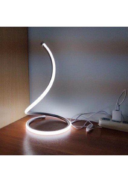 LED Spiral Masa Lambası Ev Oturma Odası Yatak Odası Dekorasyon Aydınlatma Beyaz (Yurt Dışından)