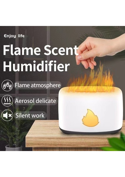 Simülasyon Alev Aromaterapi Difüzör Nemlendirici Siyah (Yurt Dışından) fırsatları