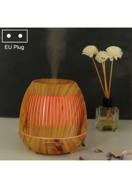 400ML Hollow-Out LED Nemlendirici Ahşap Hava Temizleme Cihazı Ab Tak Açık Kahverengi (Yurt Dışından)