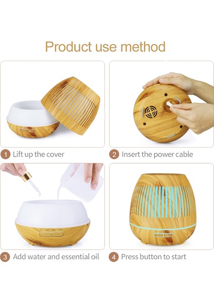 400ML Hollow-Out LED Nemlendirici Ahşap Hava Temizleme Cihazı Ab Tak Açık Kahverengi (Yurt Dışından) fiyatları