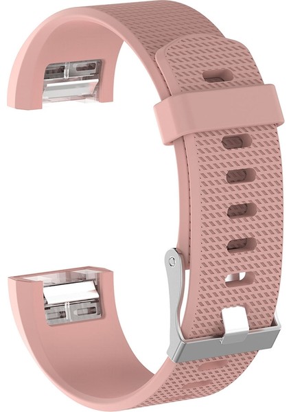 Fitbit Charge 2 Için Tokalı Ortak Doku Silikon Saat Bandı, Beden: L Açık Pembe (Yurt Dışından)