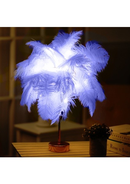 Tüy Gece Lambası LED Bakır Tel Lamba Mavi (Yurt Dışından)