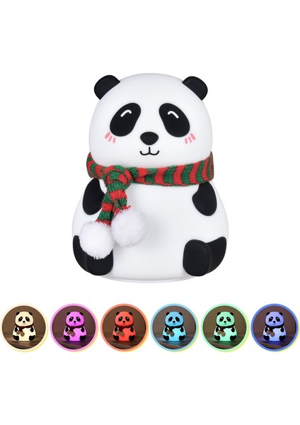 USB Şarjlı Panda Başucu Silikon Gece Lambası Çok Renkli (Yurt Dışından)