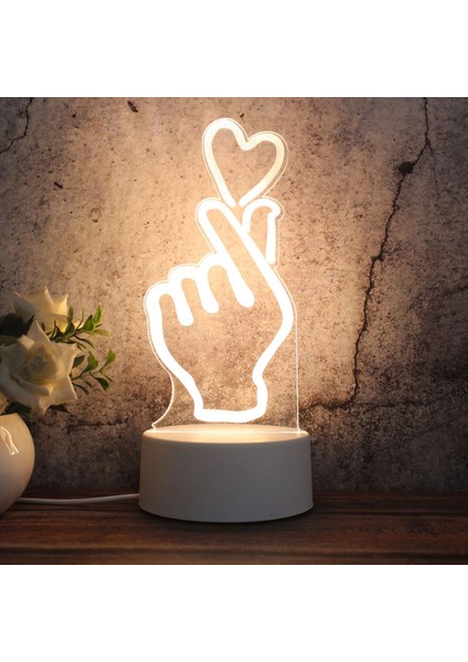 3D Üç Renkli LED Dekoratif Gece Lambası, Düğme Fiş Versiyonu Beyaz (Yurt Dışından)