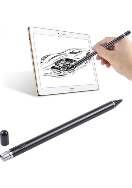 2,3mm Süper Finli Metal Nib Kapasitif Dokunmatik Ekran Kalem Siyah (Yurt Dışından)